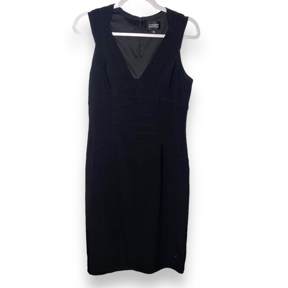 Adrianna Papell V-Neck Sleeveles Illusion Banded Sheath Dress Size 8